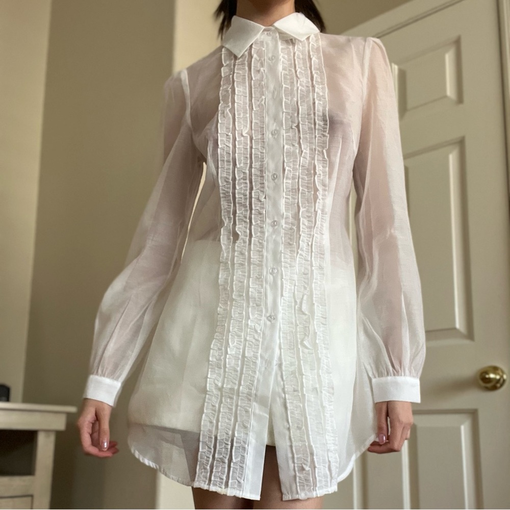 📒DOLLS KILL/SUGAR THRILLZ Clueless inspired Sheer Button Down Top📒